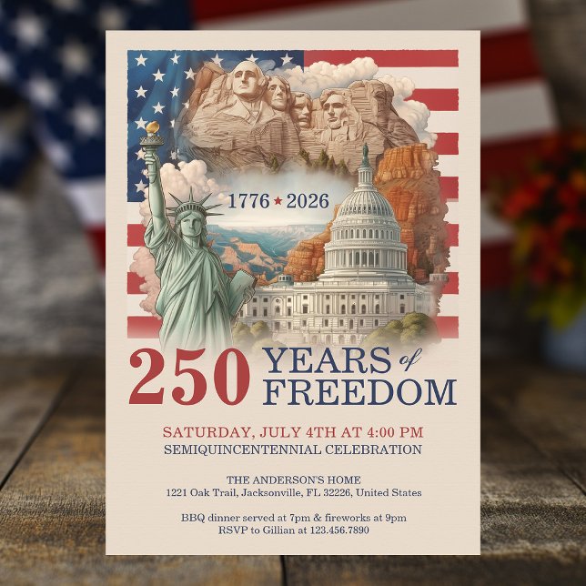 Convite USA Vintage America's Semiquincentennial 250 Years (USA Vintage America's Semiquincentennial 250 Years Invitation)