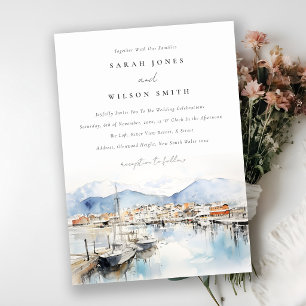 Convite Ushuaia, Argentina Aquarela Paisagem Casamento