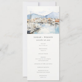 Convite Ushuaia, Argentina Watercolor Scape Wedding Menu