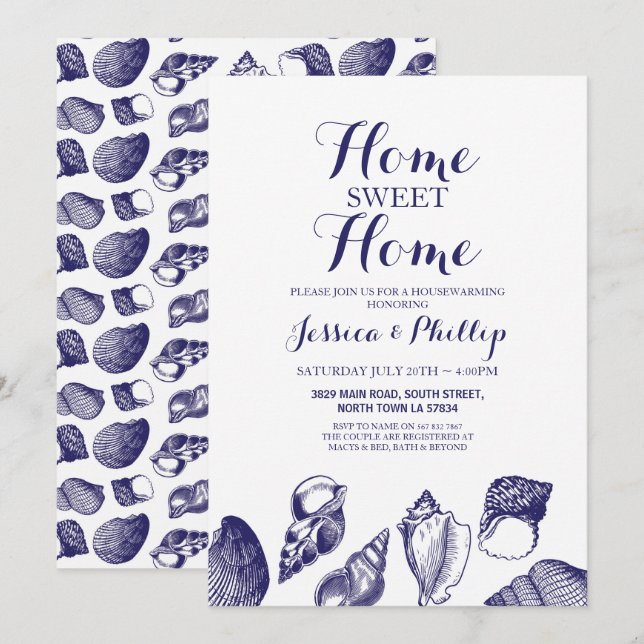 Convite Uso Doméstico de Nova Casa Shells Ocean Beach (Frente/Verso)