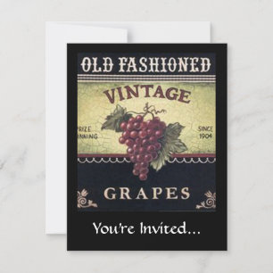 Convite Uvas de moda antiga, vinho púrpura e vinho preto