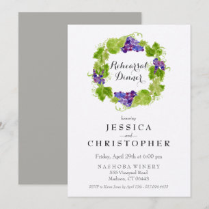 Convite Uvas no ensaio DinnerInvitation do vinho da