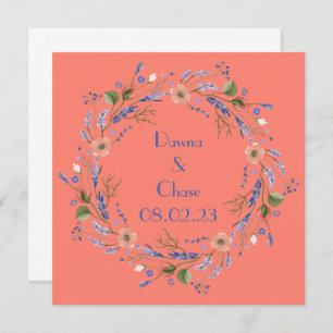 Convite Uvas para vinho Flores Personalizadas Laranja Rosa