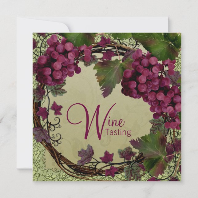 Convite Uvas Vermelhas Vintage do Velho Mundo Toscano (Frente)