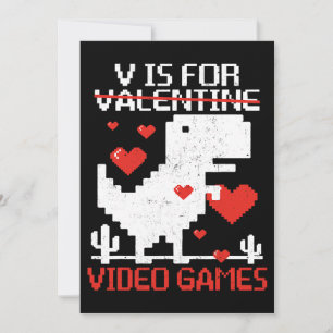 Convite V É Para Videos games Dinossauro Engraçado T Rex V