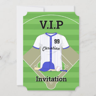 Convite V.I.P Baseball Azul de aniversário