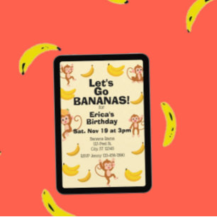 Convite Vá bananas, Aniversário do macaco amarelo