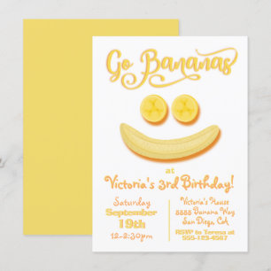 Convite Vá para Bananas, Festa de aniversário de rosto f