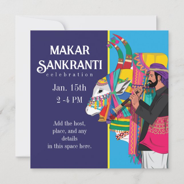 Convite Vaca Desortada Festiva Makar Sankranti (Frente)