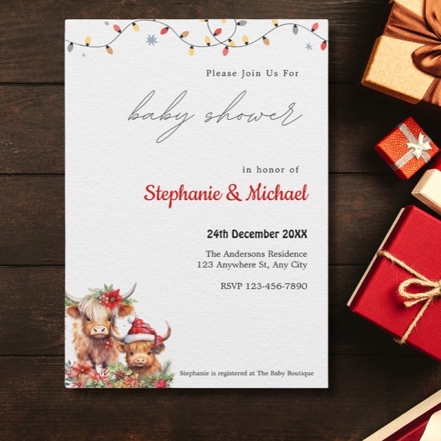 Convite Vaca e Chá de fraldas de Natal de Flores (Criador carregado)