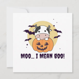 Convite Vaca Fantasma Fofa Kawaii Halloween Moo Quero Dize