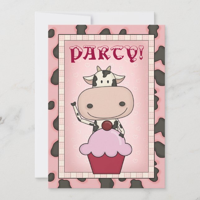 Convite Vaca - partido do sorvete & do patinagem no gelo (Frente)