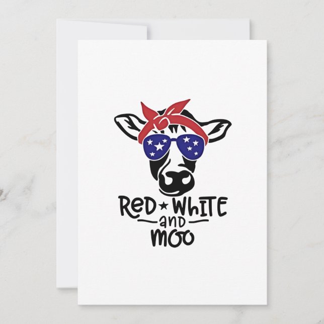 Convite Vaca Patriótica Branca Vermelha e Moo Quarto de ju (Frente)
