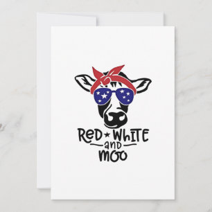 Convite Vaca Patriótica Branca Vermelha e Moo Quarto de ju