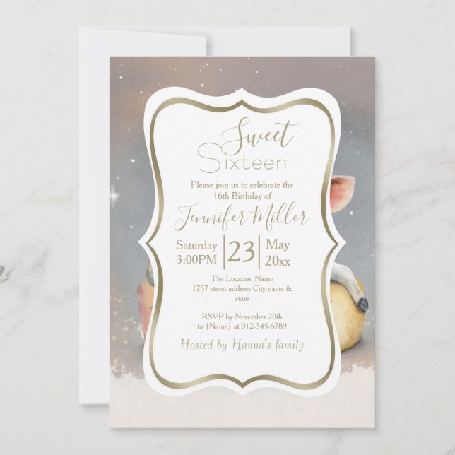 Convite Vaca Real Sonhando com Trono de Queijo (Frente)