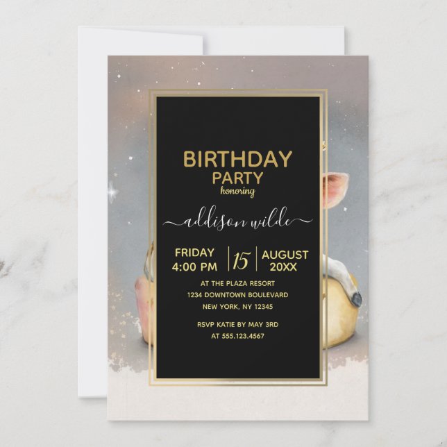 Convite Vaca Real Sonhando com Trono de Queijo (Frente)