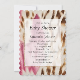 Convite Vaca Rosa Dourada Cream Cowhide Ocidental