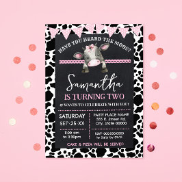 Convite Vaca Rosa Você Ouviu O Aniversário Do Moos