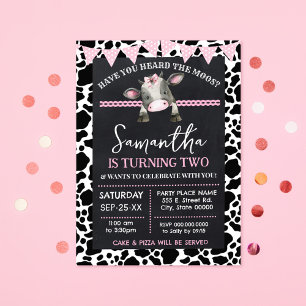 Convite Vaca Rosa Você Ouviu O Aniversário Do Moos