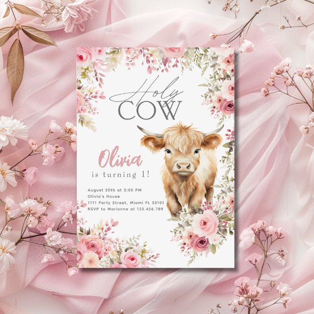 Convite Vaca Sagrada Eu Sou Uma Vaca das Terras Altas Rosa (Criador carregado)