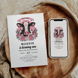 Convite Vaca Sagrada Eu Sou Uma Vaqueira Aniversário de 1 