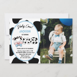 Convite Vaca Sagrada Sou Um Menino Aniversário de 1 Ano Fo