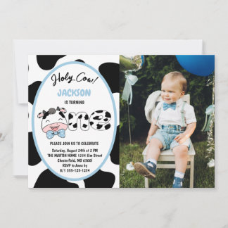 Convite Vaca Sagrada Sou Um Menino Aniversário de 1 Ano Fo