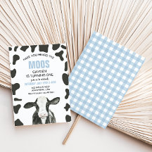 Vaca Você Ouviu Muus azul Xadrez Aniversário