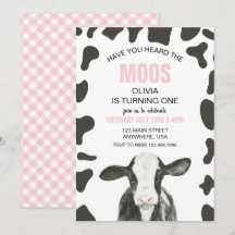 Vaca Você Ouviu Muus rosa Xadrez de Aniversário
