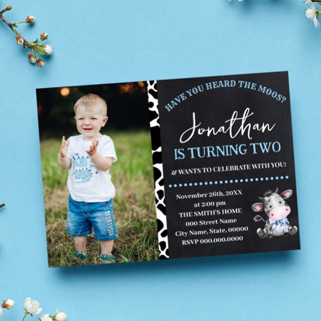 Convite Vaca Você Ouviu o aniversário do Moos Blue (Criador carregado)