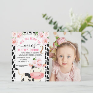 Convite Vaca Você Ouviu O segundo aniversário De Foto Do M