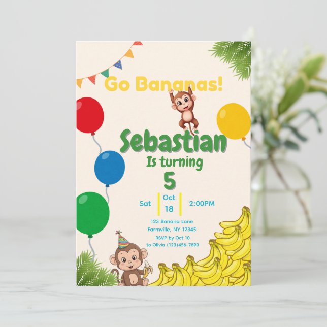 Convite Vai Bananas - Um monte de diversão (Em pé/Frente)