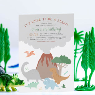 Convite Vai Ser Um Blast Volcano Dinossaur Boy Birthday