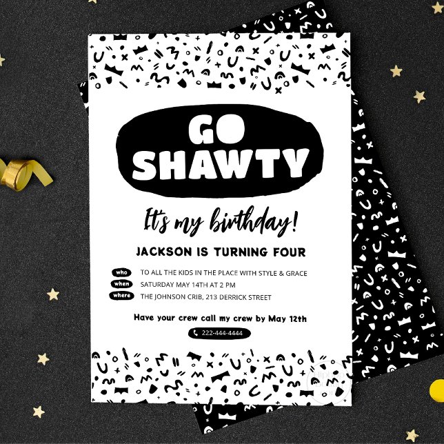Convite Vai Shawty É o teu aniversário, Festa de Rap Hip H (Criador carregado)