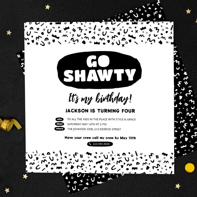 Convite Vai Shawty É o teu aniversário, Festa de Rap Hip H (Criador carregado)