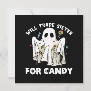 Convite vai trocar irmã por doces fantasma fofo de hallowe