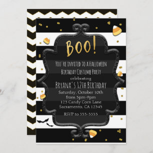 Convite VAIA! Milho de doces listrado preto & branco o Dia