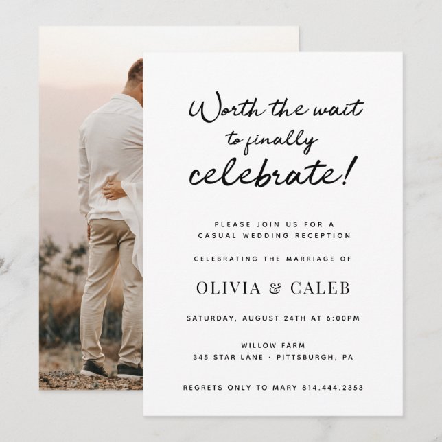 Convite Vale a Pena Esperar para Celebrar o Recepcionament (Frente/Verso)