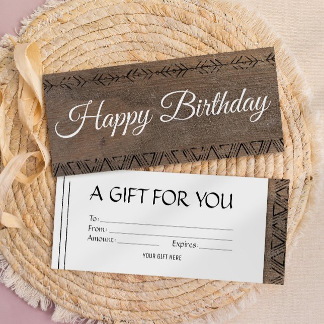 Convite vale-presente de madeira boho rusticida (Criador carregado)