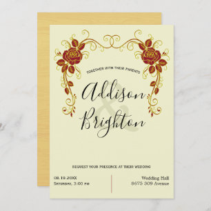 Convite Valence Wedding Elegant Stylized Rosa