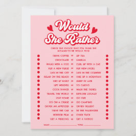 Convite Valentine Baby Shower Would She Rather Game Card