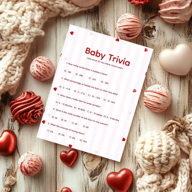 Convite Valentine Baby trivia Baby shower game Card (Criador carregado)