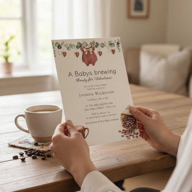 Convite Valentine "Babys Brewing" Coffee Themed Invite (Criador carregado)