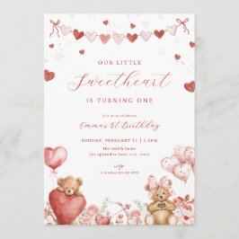 Convite Valentine Bear Little Sweetheart Birthday Invite