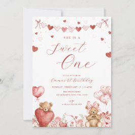 Convite Valentine Bear Sweet One 1st Birthday Invite