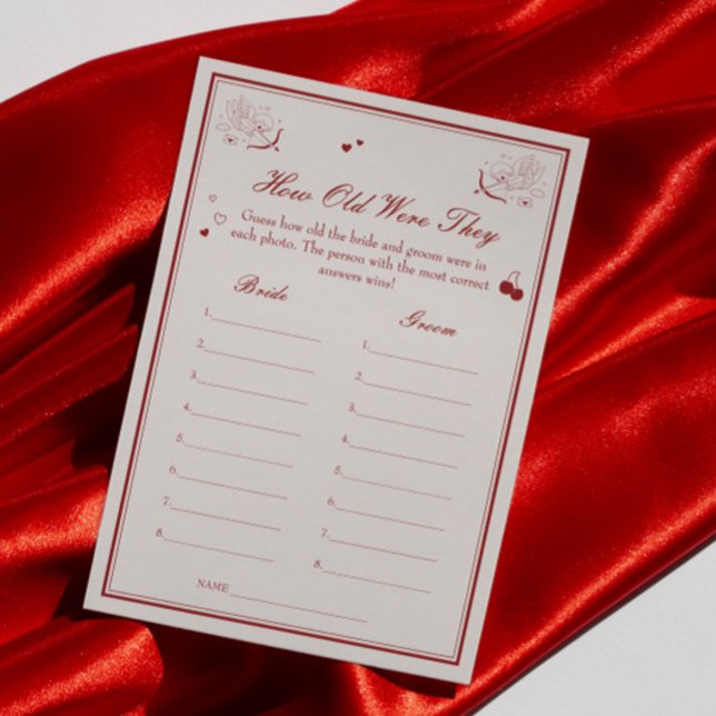 Convite Valentine Bridal Shower Age Guessing Game Card (Criador carregado)
