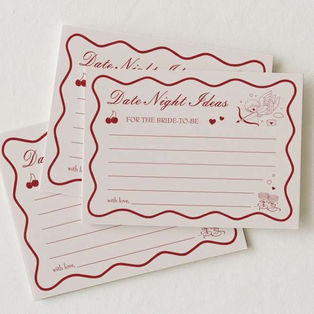 Convite Valentine Bridal Shower Date Night Ideas Card (Criador carregado)