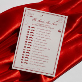Convite Valentine Bridal Shower He Said She Said Game Card