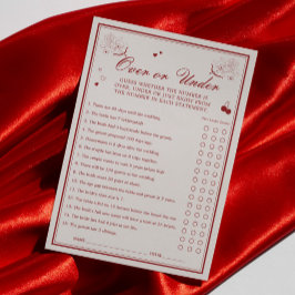 Convite Valentine Bridal Shower Over or Under Game Card