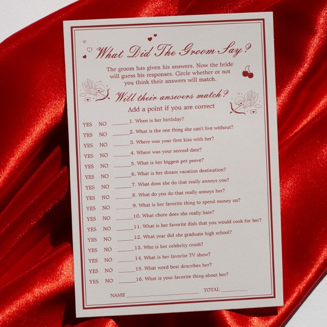 Convite Valentine Bridal Shower What Did He Say Game Card (Criador carregado)